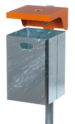 Poubelle DENIOS ABV 50, acier, avec capot de protection contre les intempéries et cendrier, 50 l, orange, 116-932