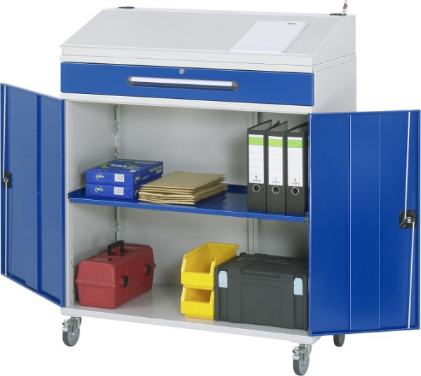 Bureau debout avec armoire latérale RAU - modèle 02, L1100 x P520 x H1235/1345 mm, 07-1100-M02F.11