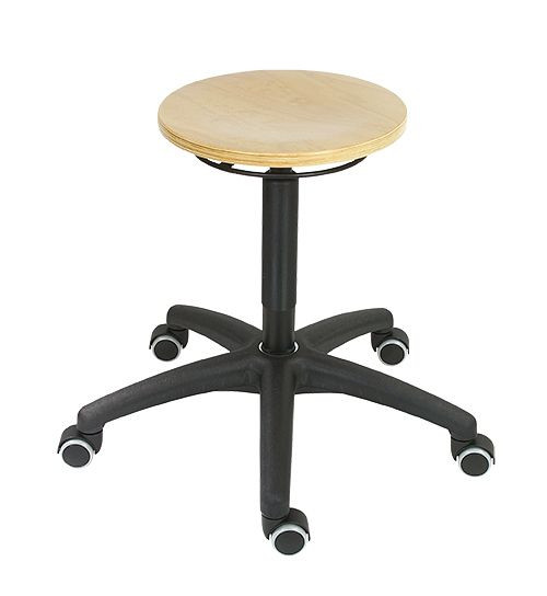 Tabouret de travail Bedrunka+Hirth, hêtre, hauteur d'assise : 420 - 620 mm, roulettes, 05.96.05