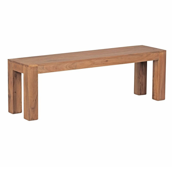 Banc de salle à manger Wohnling MUMBAI en bois d'acacia massif 140 x 45 x 35 cm, produit naturel de style maison de campagne, WL1.464
