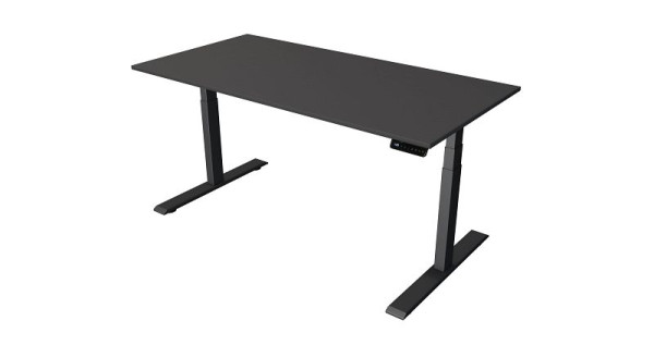 Table debout/assise Kerkmann L 1600 x P 800 mm, anthracite, réglable en hauteur électriquement de 630 à 1270 mm, anthracite/anthracite, 10271413