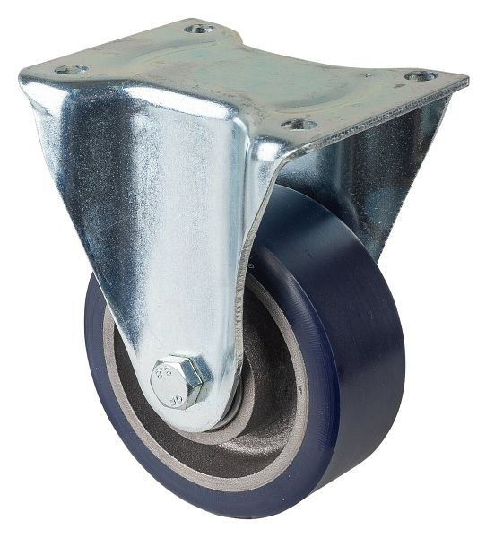 Roues BS Roulette robuste, roulette fixe, largeur de roue 50 mm, Ø roue 125 mm, capacité de charge 400 kg, polyuréthane coulé 78 Shore A, fonte, roulement à billes, L610.C11.125