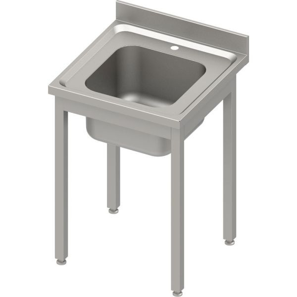 Évier en acier inoxydable Stalgast ECO sans fond 600x600x850mm, avec un bac, avec dosseret, à monter soi-même (AISI201), DST06660A