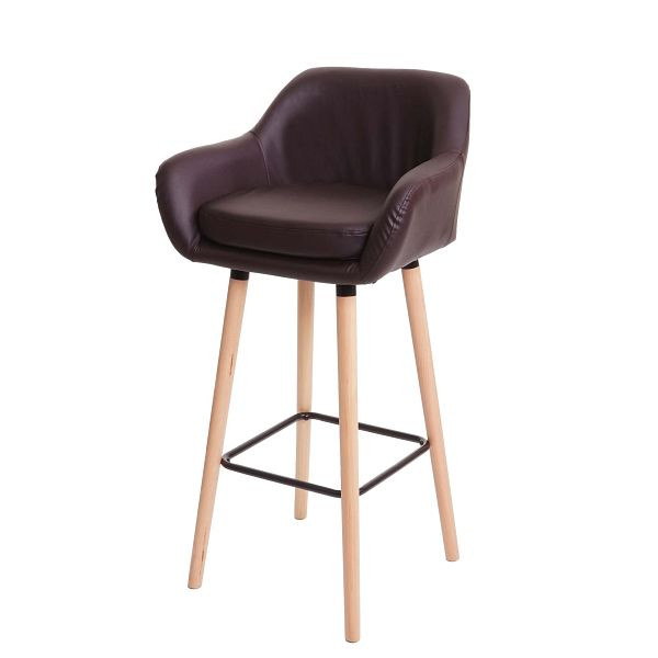 Tabouret de bar Mendler Malmö T381, tabouret de bar, simili cuir, marron, 74326