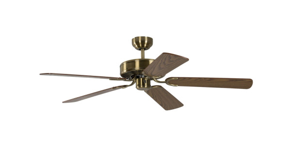 Ventilateur de plafond Pepeo Potkuri laiton antique / chêne 132 cm avec chaînette, 1334201232