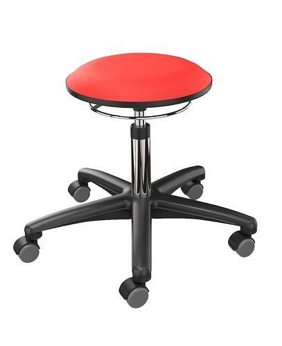 Tabouret de travail Dauphin tapissé en rouge, 266965