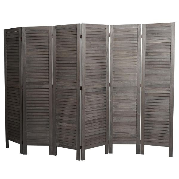 Mendler Paravent HWC-G30, écran de séparation, séparateur de pièce, aspect shabby 170x240cm, gris-brun, 94464