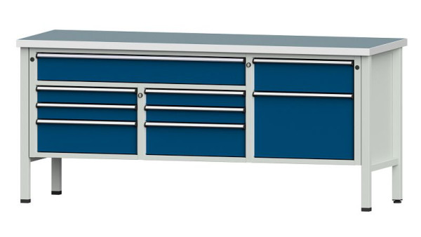 Établis ANKE Établi en caisson, modèle 282 V, 2000 x 700 x 890 mm, RAL 7035/5010, UBP 40 mm, 304.541