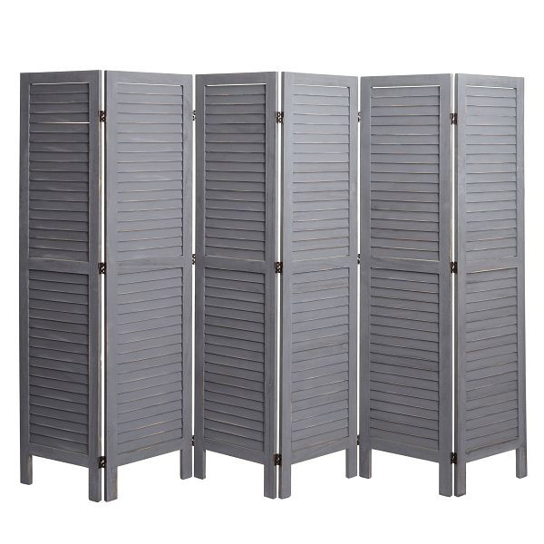 Mendler Paravent HWC-G30, écran de séparation, séparateur de pièce, aspect shabby 170x240cm, gris, 67532