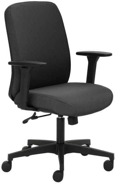 Mayer Sitzmöbel chaise pivotante, dossier bas, assise et dossier rembourrés, accoudoirs réglables en hauteur noir, noir, 2219_AV1D_30617