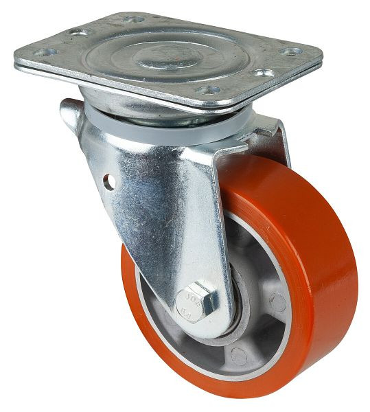 Roulettes BS Roulette robuste, largeur de roue 50 mm, Ø roue 125 mm, capacité de charge 450 kg, polyuréthane coulé 95 Shore A, aluminium, roulements à billes, N100.B90.129