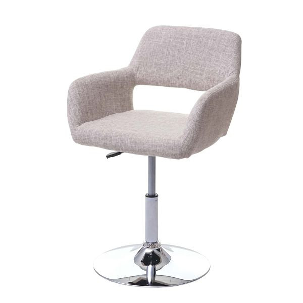 Chaise de salle à manger Mendler HWC-A50 III, chaise de cuisine, rétro années 50, tissu/textile, crème/gris, base chromée, 63935