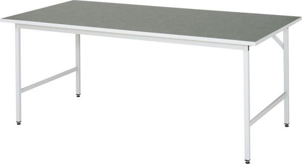 Table de travail RAU série Jerry (3030) - réglable en hauteur, plan de travail avec revêtement linoléum/universel, 2000x800-850x1000 mm, 06-500L10-20.12