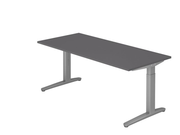 Bureau Hammerbacher base C 180x80cm graphite/argent, forme rectangulaire, VXB19/G/SS