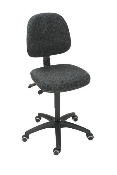 Chaise de travail Lotz, rembourrage assise/dossier anthracite, ressort à gaz de sécurité avec base en plastique, roulettes doubles, hauteur d'assise 480-670 mm, 8540.15