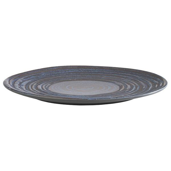 Assiette APS -LOOPS-, Ø 27 cm, hauteur : 2 cm, mélamine, intérieur : décor, bleu foncé, extérieur : gris foncé, 85028