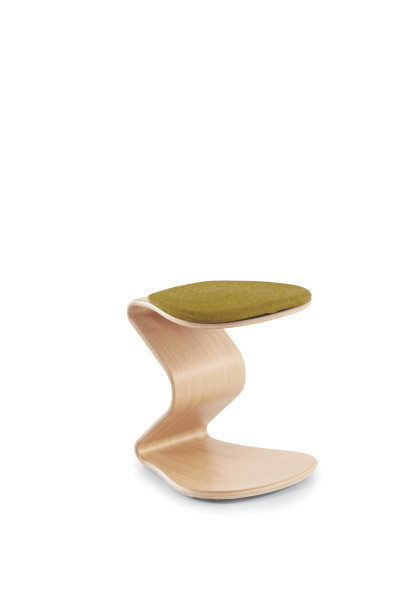 Petit tabouret NEST NATURE avec coussin d'assise plat en noix de coco, jaune moutarde, 1115_96_32049