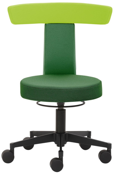 Tabouret fonctionnel Mayer Sitzmöbel , entièrement rembourré, roulettes pour tapis, hauteur d'assise 41 - 52 cm, vert foncé/vert pomme, 1262_623