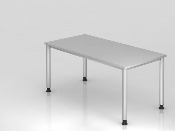 Bureau Hammerbacher 4 pieds rond 160x80cm gris/argent, forme rectangulaire, VHS16/5/S