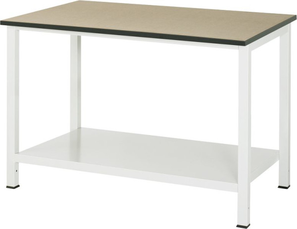 Table de travail RAU série 900, L1250xP800xH825mm, plan de travail en MDF (panneau de fibres de moyenne densité), épaisseur 22mm, avec étagère en bas, profondeur 650mm, 03-900-6-F22-12.12