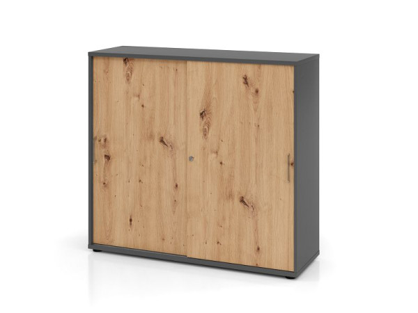 Hammerbacher armoire à portes coulissantes 3OH 120cm BS graphite/chêne noueux, V1753S/G/R/BS