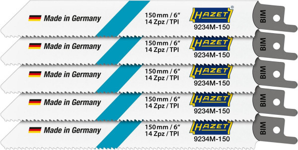 Jeu de lames de scie Hazet, nombre d'outils : 5, nombre d'outils : 5, largeur : 0,9 mm, hauteur : 19 mm, longueur : 150 mm, 9234M-150/5