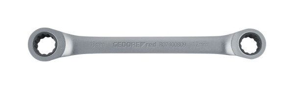 Clé à cliquet double anneau rouge GEDORE droite SW17x19mm, 3300897