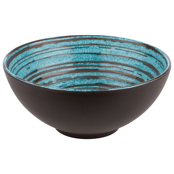 Bol APS -CANCUN-, Ø 18,5 x 8 cm, mélamine, intérieur : décor, turquoise / marron, extérieur : marron, 1 litre, 85206