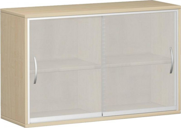 Armoire à portes coulissantes geramöbel avec portes coulissantes en verre satiné, avec panneau central, 2 étagères décoratives, 1200x425x768, érable, N-10SG212-A