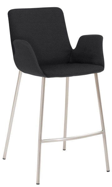 Tabouret Mayer Sitzmöbel , structure 4 pieds en acier inoxydable brossé, accoudoirs intégrés, entièrement rembourré, hauteur d'assise 65 cm, anthracite, 1222_V4_30487