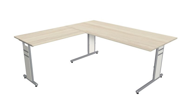 Bureau Kerkmann L 1800 x P 800 x H 680-820 mm avec rallonge/table supplémentaire, forme 4, coloris : érable, 11412450
