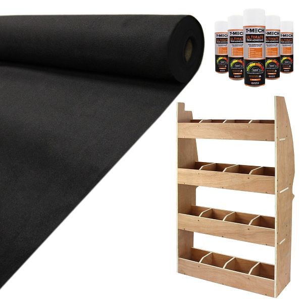 Monster 26300 Tapis super extensible noir 11 m² avec colle et système d'étagères Citroën Berlingo