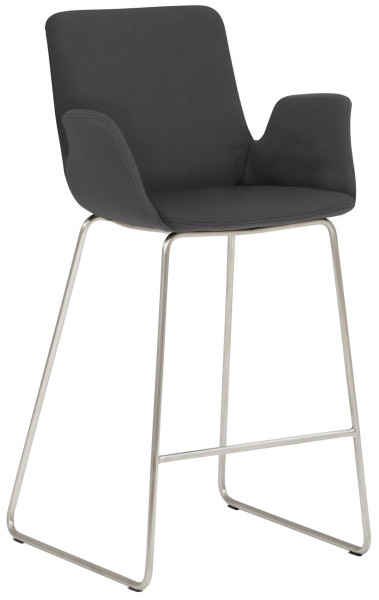 Tabouret Mayer Sitzmöbel , piètement luge en acier inoxydable brossé, accoudoirs intégrés, entièrement rembourré, hauteur d'assise 65 cm, graphite, 1222_K4_30480