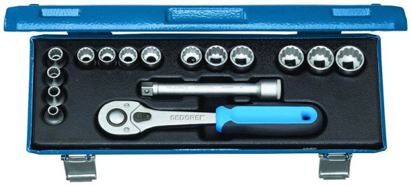 Jeu de clés à douilles GEDORE 3/8'', 16 pièces, profil UD 12 pans, 2682893