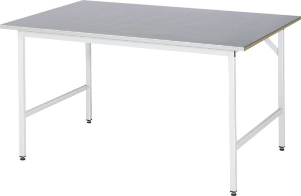 Table de travail RAU série Jerry (3030) - réglable en hauteur, plan de travail avec revêtement en tôle d'acier, 1500x800-850x1000 mm, 06-500S10-15.12