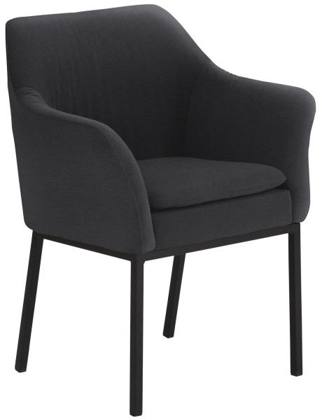 Fauteuil Mayer Sitzmöbel , structure en métal à 4 pieds, noir, coussin d'assise solidement cousu à la chaise, anthracite, 2524_03_30487