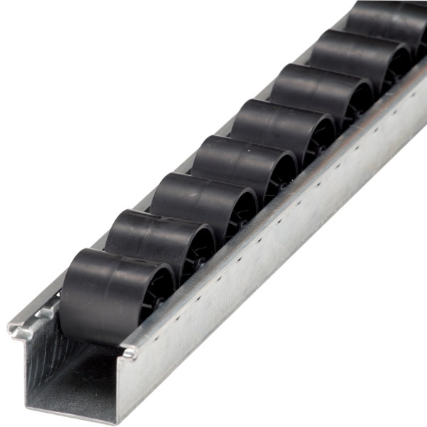 Rail à galets BITO galets SDS /ESD avec axe acier 3000, pas : 28 sans perforation, vendu au mètre, C0630-0115