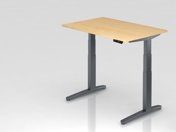Bureau assis-debout électrique Hammerbacher 120x80cm érable/graphite, forme rectangulaire, VXBHM12/3/GG