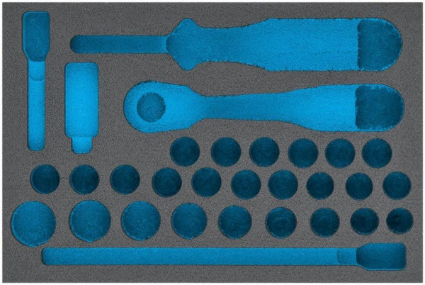 Insert en mousse souple Hazet à 2 composants, pour 163-223 Dimensions / longueur : 342 mm x 172 mm Système d'organisation Taille : 1/3 (342 x 172 mm), 163-223L