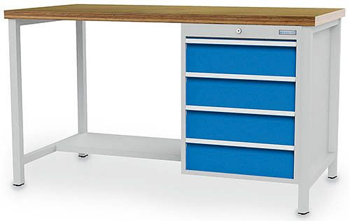 Établi à caissons Bedrunka+Hirth R 18-24, 4x150 mm, tiroirs à extension complète 100%, tiroirs avec hauteur de panneau de 50 mm, capacité de charge de 70 kg, 03.14.16V