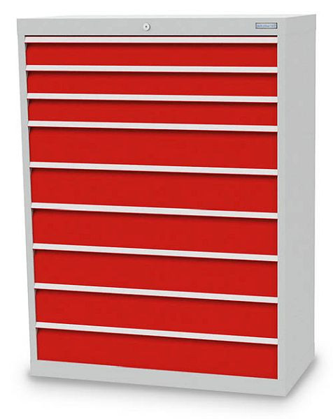 Armoire à tiroirs Bedrunka+Hirth, profondeur 500 mm, R 36-16, 980 x 500 x 1039 mm, 9 x tiroirs (3x 100VA, 6x 150VA), capacité de charge 75 kg, 913.360-75