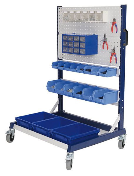 Bedrunka+Hirth workraster mobile unilatéral, 2x parois perforées, 2x porte-conteneurs, dimensions en mm (LxPxH) : 1000 x 800 x 1476, 07.8310.05