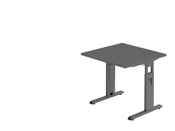 Bureau Hammerbacher pied C 80x80cm graphite/graphite, hauteur de travail 65-85 cm, VOS08/G/G