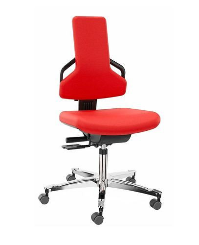 Chaise de travail Dauphin Premium, housse en tissu rouge, piètement en aluminium, 266-922