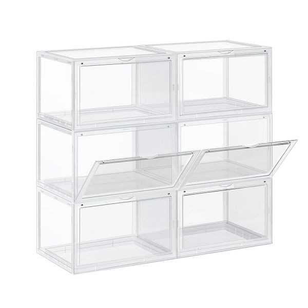 SONGMICS boîtes à chaussures lot de 6, 33,5 x 25,5 x 19 cm, transparentes, LSP06CW