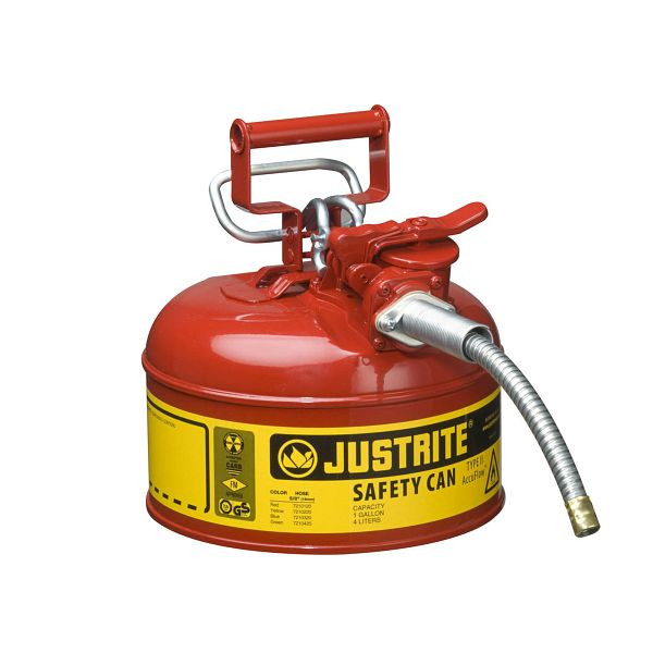 Conteneurs de sécurité Justrite AccuFlow Type II 1002, 25,4 cm x 25,4 cm, 2794 cm, rouge, Type II - tuyau 16⌀ x 229 mm, JCN7210120