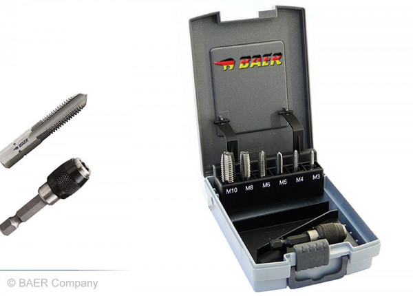 BAER Set HSSG : Tarauds coupants pour tournevis sans fil et supports : M 3 - 10, B1938