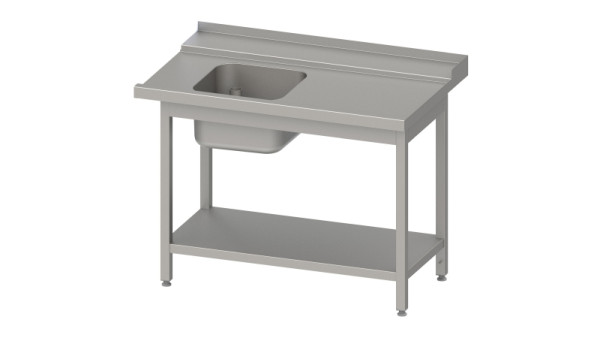 Table d'alimentation Stalgast "Pro", guide de panier avec pente, étagère de base et un bassin 1500x750x880mm, côté de fixation à droite, relevé, soudé, VZL15711RA