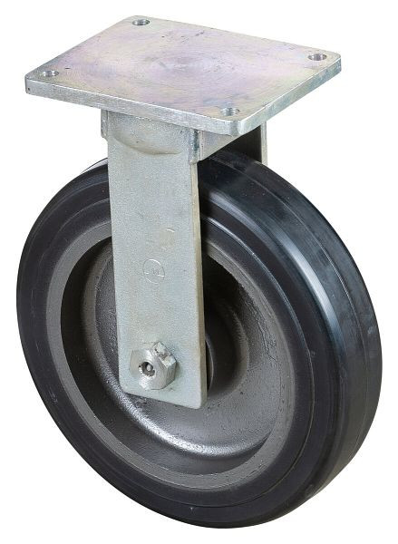 BS Rolls Roulette robuste, roulette fixe, largeur de roue 100 mm, Ø roue 400 mm, capacité de charge 1500 kg, bandages élastiques noirs, fonte, roulements à billes, RR110.B81.401