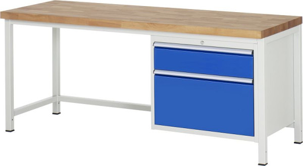 Etabli RAU série 8000 - modèle 8256, L2000 x P700 x H840-1040 mm, base système L1995 x P650 x H800-1000 mm, 03-8256A1-207B4H.11